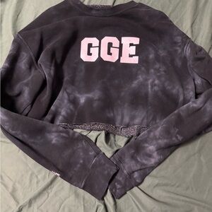 Black and Pink Cropped Sweatshirt